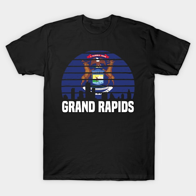 Grand Rapids Michigan MI Group City Silhouette Flag T-Shirt by jkshirts